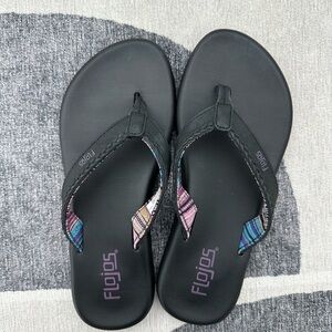 Flojos Black Sandals with Multicolor Accents